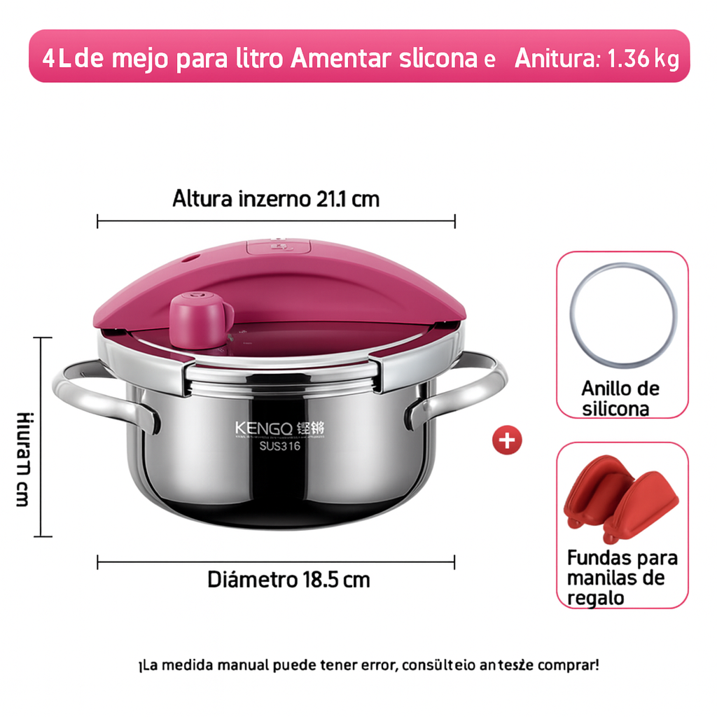 [Llevá 2 Pagá 1] Olla a Presión 2 en 1 con Triple Capa de Acero Inoxidable Antiadherente y Tapa de Vidrio +REGALO: Juego de Utensilios de Cocina