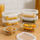 Kit de 15 Potes Herméticos de Vidrio +  Regalos: 10 Vasos de Vidrio Aruba