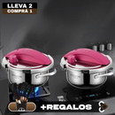 [Llevá 2 Pagá 1] Olla a Presión 2 en 1 con Triple Capa de Acero Inoxidable Antiadherente y Tapa de Vidrio +REGALO: Juego de Utensilios de Cocina
