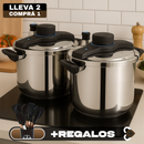 [Llevá 2 Pagá 1] Olla a Presión Supor con 3 Capas de Acero Inoxidable y Manijas Revestidas en Goma | Seguridad Total para tu Cocina + Juego de Utensilios de Cocina