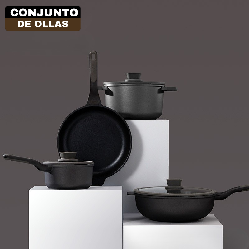 Conjunto Completo de Cocina con Triple Capa de Acero Inoxidable, Tapa de Vidrio y Tecnología Antiadherente