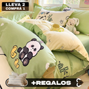 [Llevá 2 Pagá 1] Juego de Cama Completo Luna Estampado en Algodón y Poliéster (¡Noches Maravillosas de Relax!) +2 Fundas para Almohada