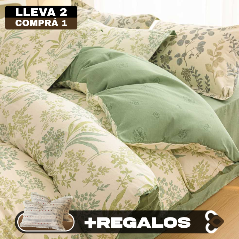 [Llevá 2 Pagá 1] Juego de Cama Completo Luna Estampado en Algodón y Poliéster (¡Noches Maravillosas de Relax!) +2 Fundas para Almohada