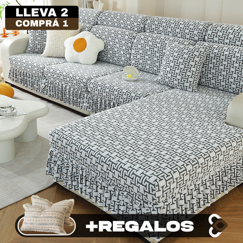 [Llevá 2 Pagá 1] Funda para Sofá Milano en Poliéster y Elastano (¡Estilo, Protección y Confort Instantáneo!) +2 Fundas de Almohadón de Regalo