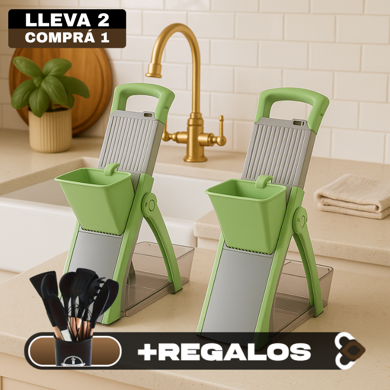 [Llevá 2 Pagá 1] Cortador de Verduras Multifuncional de Acero Inoxidable con Hoja Ajustable +REGALO: Kit de Utensilios de Cocina