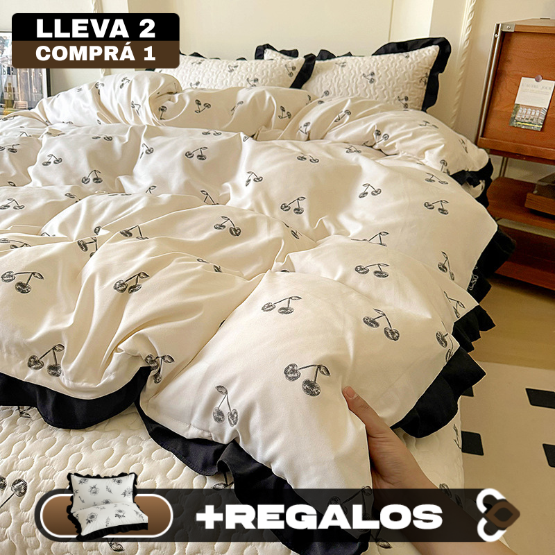 [Llevá 2 Pagá 1] Juego Completo de Ropa de Cama Estampada en 100% Algodón Premium +REGALOS: 2 Fundas para Almohada