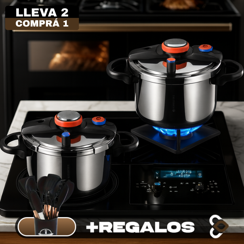 [Llévate 2 y paga 1] Olla de Presión TurboChef de Acero Inoxidable - A Prueba de Explosiones + REGALO: Kit de Utensilios