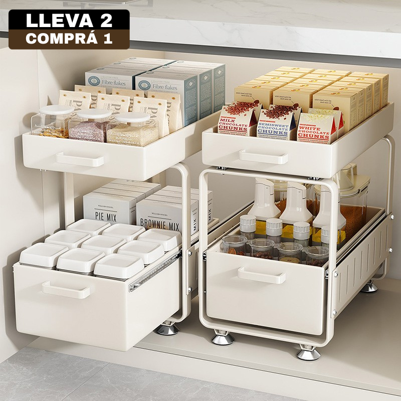 [Llevá 2 Pagá 1] Porta Condimentos Completo en Acero Inoxidable con Cajones Articulados