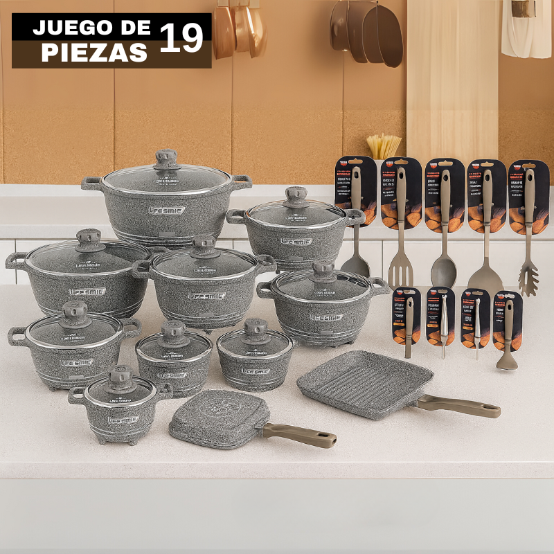 Conjunto de Ollas de Cerámica 19 Piezas Antiadherentes [ÚLTIMAS UNIDADES]